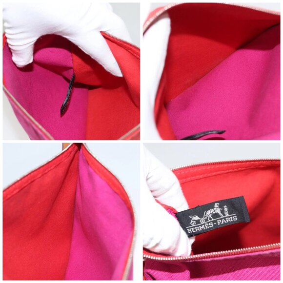 HERMES Bora Bora Pouch MM Pouch Canvas Pink Silver Auth ac3752 - Picture 15 of 16